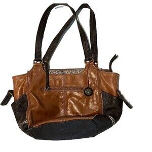 The SAK Kendra Hobo Style Handbag Carmel & Brown Leather Satchel Purse Boho
